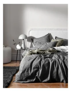 Chambray Fringe Bedlinen Collection In Smoke