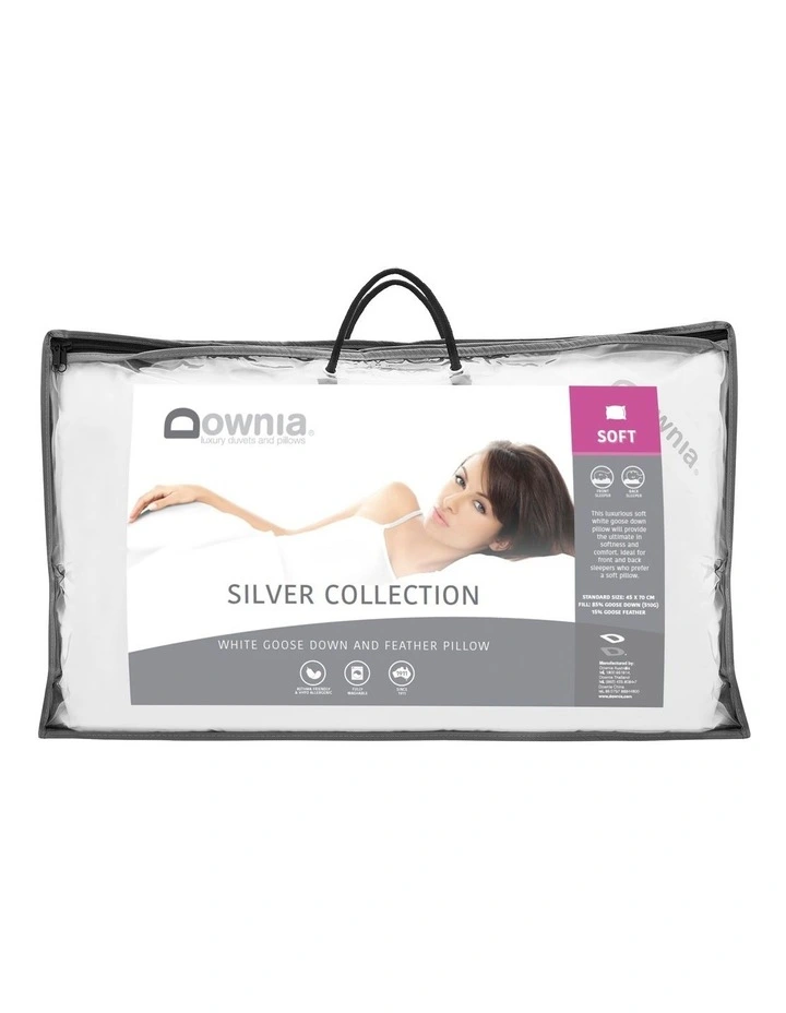 Silver Collection 85% White Goose Down & Feather Soft Pillow 3 Silver Collection 85% White Goose Down & Feather Soft Pillow