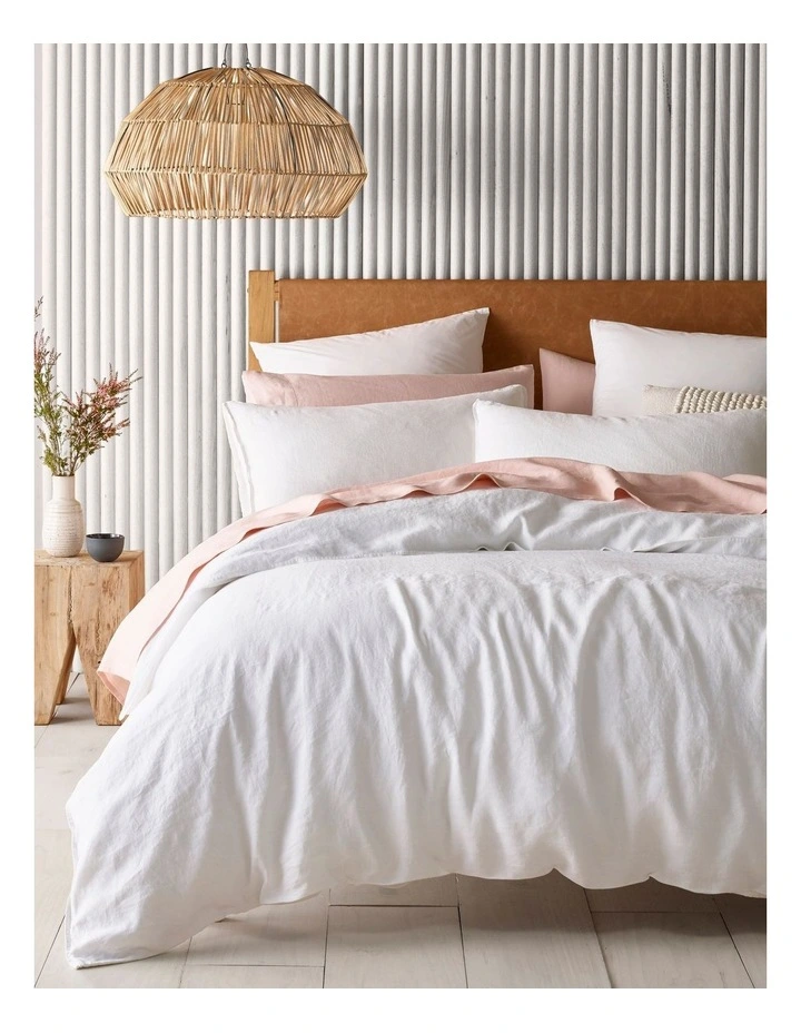 Sandy Cape Washed Belgian Linen Quilt Cover Set White 3 Sandy Cape Washed Belgian Linen Quilt Cover Set White