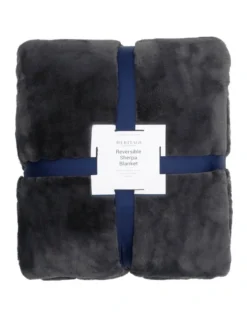 Heritage Reversible Sherpa Blanket Charcoal