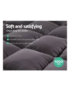 Bamboo Charcoal Pillowtop Mattress Topper Protector Cover Double -Linen House Shop 758115010 5 720x928