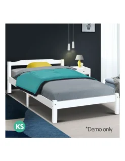 King Single Size Wooden Bed Frame White -Linen House Shop 758130940 3 720x928