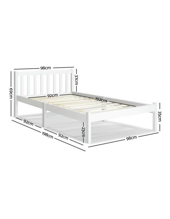 Single Size Wooden Bed Frame White 4 Single Size Wooden Bed Frame White - Image 2