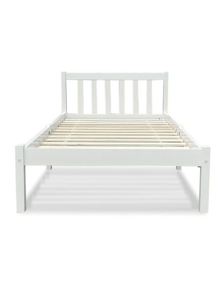 Single Size Wooden Bed Frame White 6 Single Size Wooden Bed Frame White - Image 4