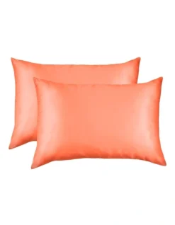 Royal Comfort Mulberry Silk Pillowcase Twin Pack Living Coral