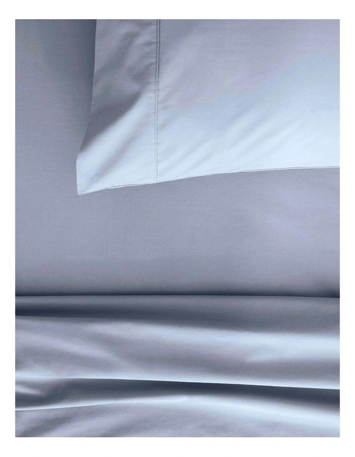 Organic Cotton Percale 300TC Fitted Sheet In Soft Blue 4 Organic Cotton Percale 300TC Fitted Sheet In Soft Blue - Image 2
