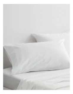 Organic Cotton Percale 300TC Standard Pillowcase 2 Pack In Snow -Linen House Shop 787425040 3 720x928