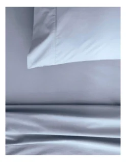 Organic Cotton Percale 300TC Sheet Set In Soft Blue -Linen House Shop 787425400 2 720x928
