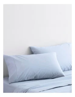 Organic Cotton Percale 300TC Sheet Set In Soft Blue -Linen House Shop 787425400 3 720x928