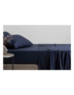 Organic Cotton Sateen 400TC Sheet Set In Midnight -Linen House Shop 787432060 4 720x928