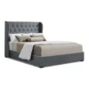 Queen Size Gas Lift Bed Frame Base With Storage Mattress Grey Fabric Wooden -Linen House Shop 795723040 1 720x928