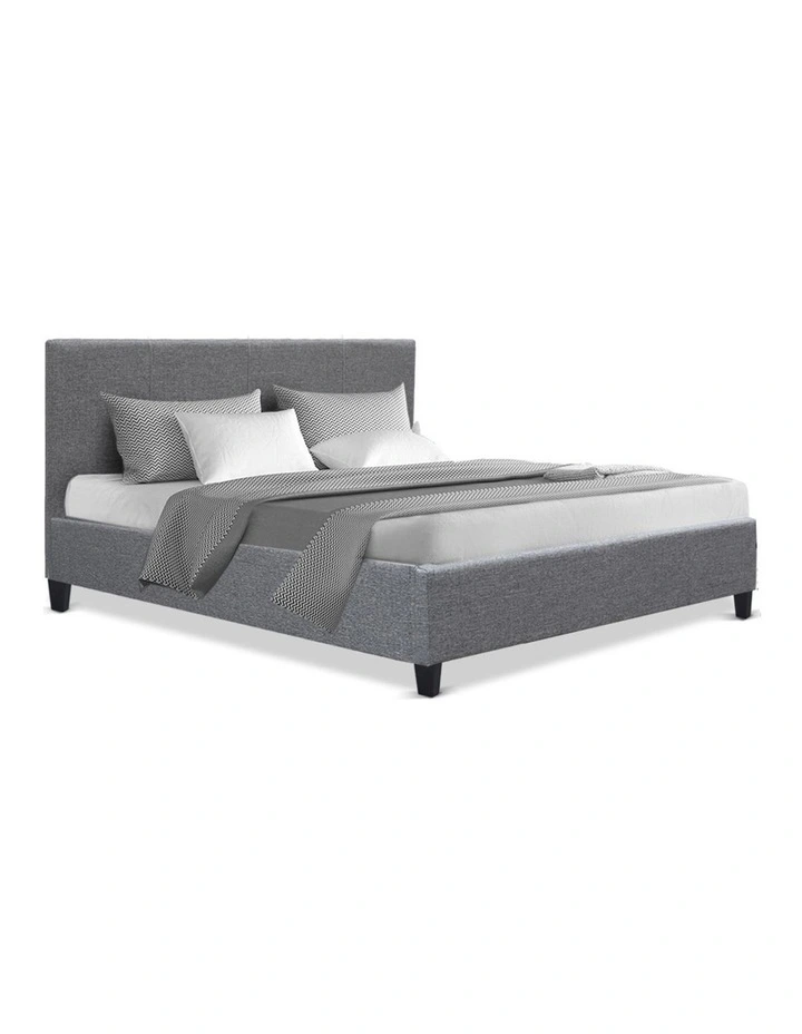 Double Size Fabric Bed Frame Headboard Grey 3 Double Size Fabric Bed Frame Headboard Grey