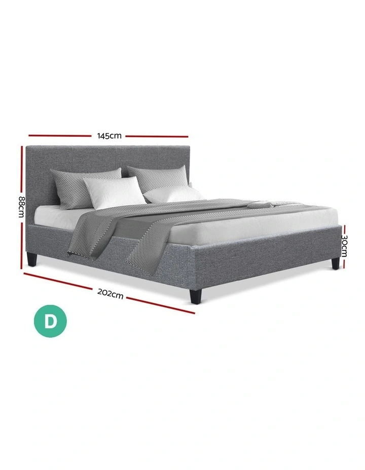 Double Size Fabric Bed Frame Headboard Grey 4 Double Size Fabric Bed Frame Headboard Grey - Image 2