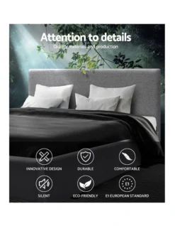 Double Size Fabric Bed Frame Headboard Grey 10 Double Size Fabric Bed Frame Headboard Grey -Linen House Shop 795723220 3 720x928