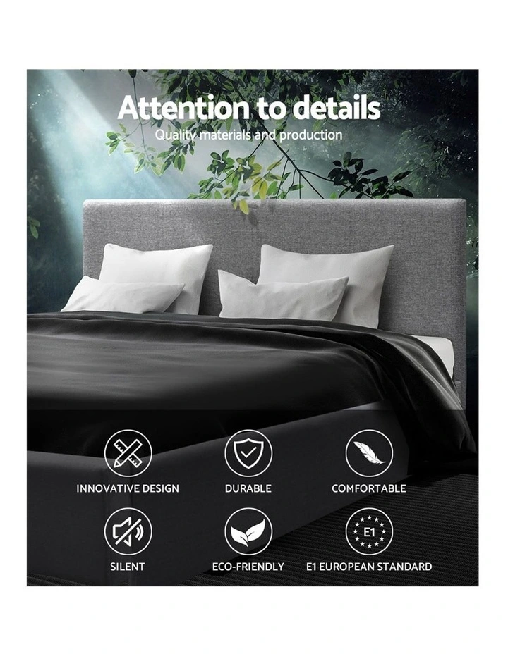 Double Size Fabric Bed Frame Headboard Grey 5 Double Size Fabric Bed Frame Headboard Grey - Image 3