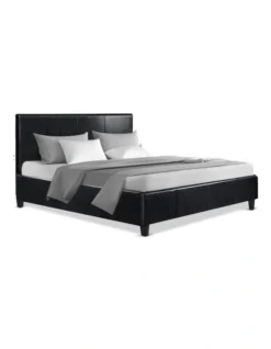 Double Size PU Leather Bed Frame Headboard Black