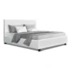 Double Full Size Bed Frame Base Mattress Platform White Leather Wooden NEO