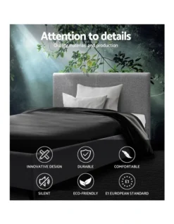 Single Size Bed Frame Base Mattress Platform Fabric Wooden Grey NEO -Linen House Shop 795723850 3 720x928