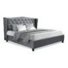 King Size Wooden Upholstered Bed Frame Headborad Grey -Linen House Shop 795725740 1 720x928