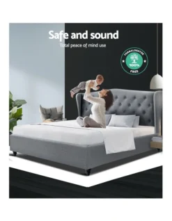 King Size Wooden Upholstered Bed Frame Headborad Grey -Linen House Shop 795725740 6 720x928