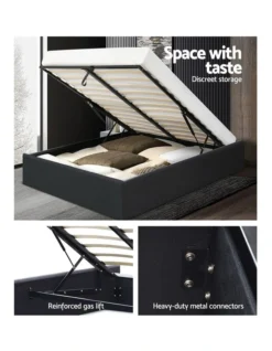 Double Size Gas Lift Bed Frame Base With Storage Platform Fabric -Linen House Shop 795727270 4 720x928