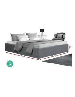 Queen Size Gas Lift Bed Frame Base With Storage Platform Fabric -Linen House Shop 795727540 2 720x928