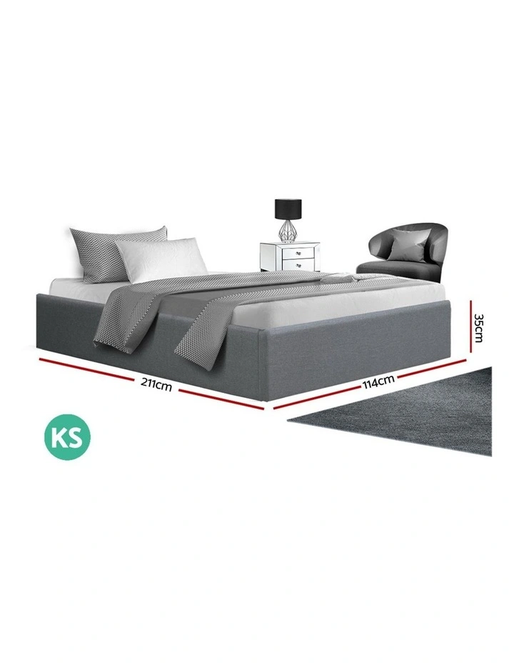 King Single Size Gas Lift Bed Frame Base With Storage Fabric 4 King Single Size Gas Lift Bed Frame Base With Storage Fabric - Image 2