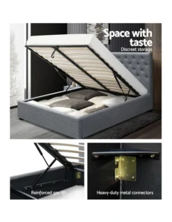 Queen Size Gas Lift Bed Frame Base With Storage Mattress Grey Fabric VILA 11 Queen Size Gas Lift Bed Frame Base With Storage Mattress Grey Fabric VILA -Linen House Shop 795730150 4 720x928