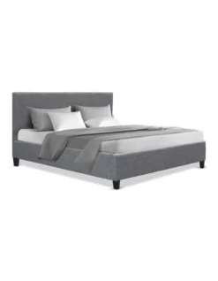 Queen Size Fabric Bed Frame HeadboardGrey