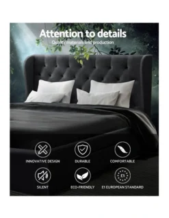 Queen Size Bed Frame Base Mattress With Storage Drawer Charcoal Fabric MILA 11 Queen Size Bed Frame Base Mattress With Storage Drawer Charcoal Fabric MILA -Linen House Shop 795733030 4 720x928