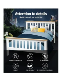 Double Full Size Wooden Bed Frame PONY Timber Mattress Base Bedroom Kids -Linen House Shop 795841570 3 720x928