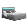 Bed Frame Double Full Size Gas Lift Base With Storage Grey Fabric COLE