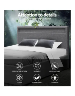 Bed Frame Double Full Size Gas Lift Base With Storage Grey Fabric COLE -Linen House Shop 795843820 3 720x928