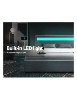 Bed Frame Double Full Size Gas Lift Base With Storage Grey Fabric COLE -Linen House Shop 795843820 4 720x928