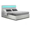 LED Bed Frame Queen Size Gas Lift Base With Storage White Leather -Linen House Shop 795845620 1 720x928