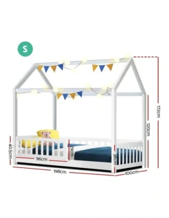 Wooden Bed Frame Single Size Timber Mattress Base Pine Platform White ROCK