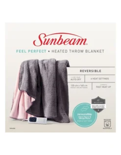 Reversible Sherpa Heated Throw Pink/Grey