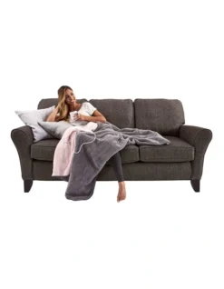 Reversible Sherpa Heated Throw Pink/Grey -Linen House Shop 809467930 3 720x928