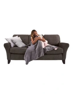 Reversible Sherpa Heated Throw Pink/Grey -Linen House Shop 809467930 4 720x928