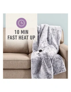 Feel Perfect Faux Fur Heated Throw Blanket In Grey -Linen House Shop 814452040 5 720x928