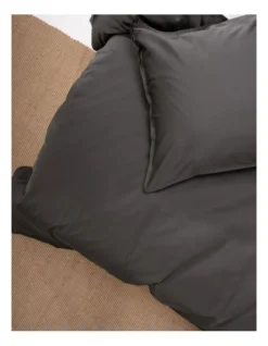 Linen House Nara 400TC Bamboo Cotton Quilt Cover Set Charcoal -Linen House Shop 832974130 832975300 2 720x928
