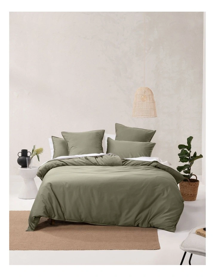 Linen House Nara 400TC Bamboo Cotton Quilt Cover Set Moss