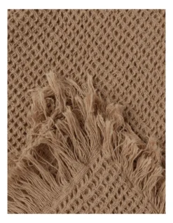 Norco Organic Cotton Waffle Throw Sandstone -Linen House Shop 833419990 2 720x928