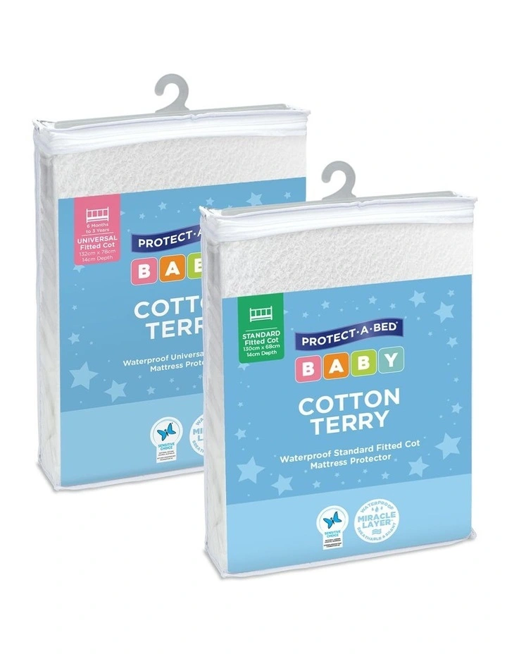 Kids Cotton Terry Waterproof Fitted Cot Mattress Protector 3 Kids Cotton Terry Waterproof Fitted Cot Mattress Protector