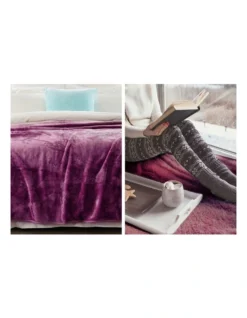Mink Blanket Throw Purple Double Sided Queen Size Soft Plush Bed Faux Rug -Linen House Shop 840050380 4 720x928