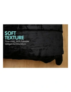 Mink Blanket Black Double Sided Queen Size Soft Plush Bed Faux Throw Rug -Linen House Shop 840050470 3 720x928