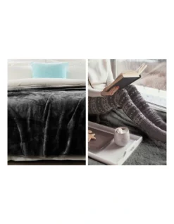 Mink Blanket Black Double Sided Queen Size Soft Plush Bed Faux Throw Rug -Linen House Shop 840050470 5 720x928