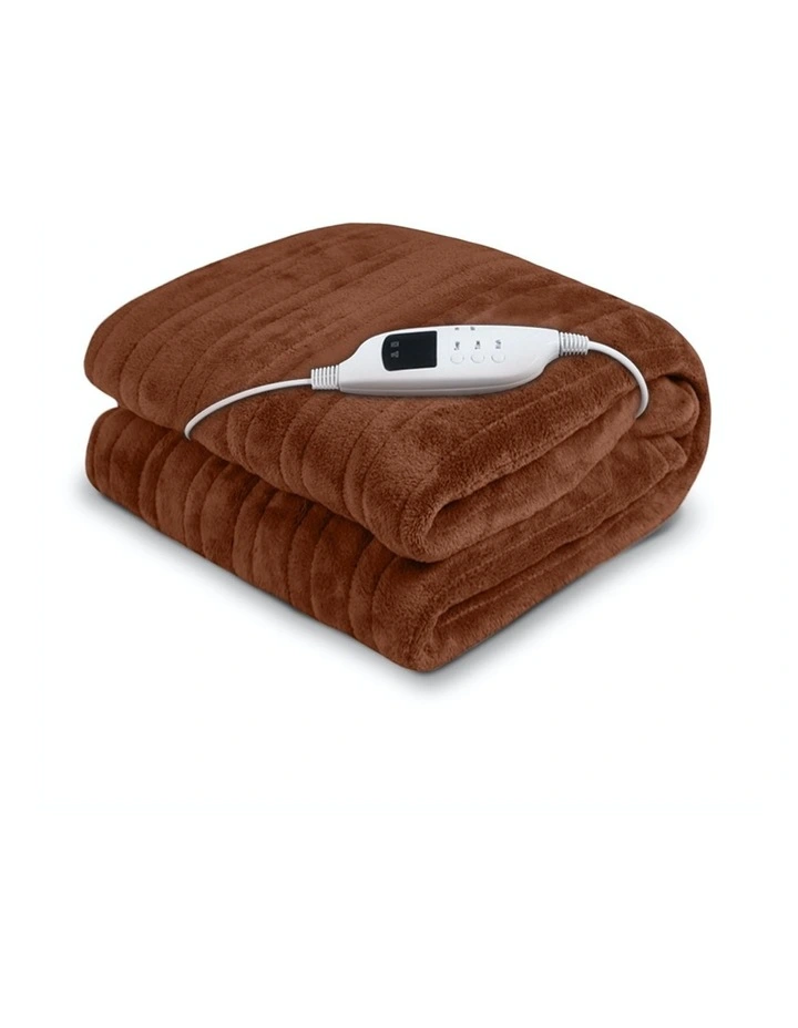 Heated Electric Blanket Throw Rug Coral Warm Fleece Winter Brown 3 Heated Electric Blanket Throw Rug Coral Warm Fleece Winter Brown