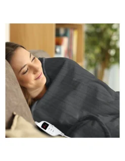 Heated Electric Blanket Throw Rug Coral Warm Fleece Winter Grey -Linen House Shop 855666640 7 720x928