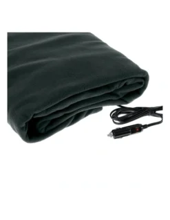 Heated Car Blanket Travel Rug Soft Caravan Fleece Electric Throw 12 Volt Dc Auto Black